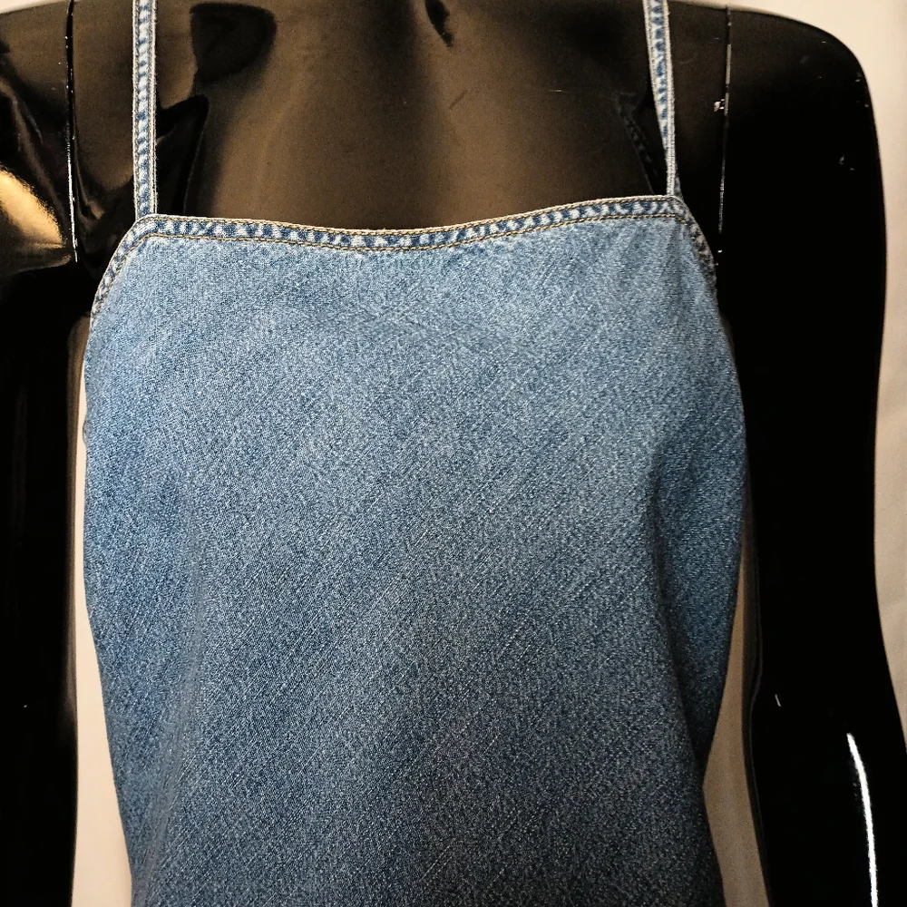 Vintage Tommy Hilfiger Y2K Denim Tube Dress Size 6 Jean Slit Country Coquette - Picture 3 of 11